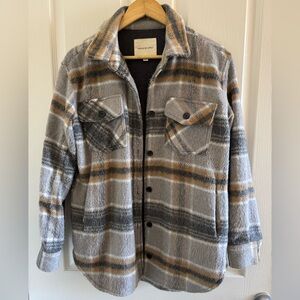 Nordstrom Plaid Shacket - Gray and Brown
